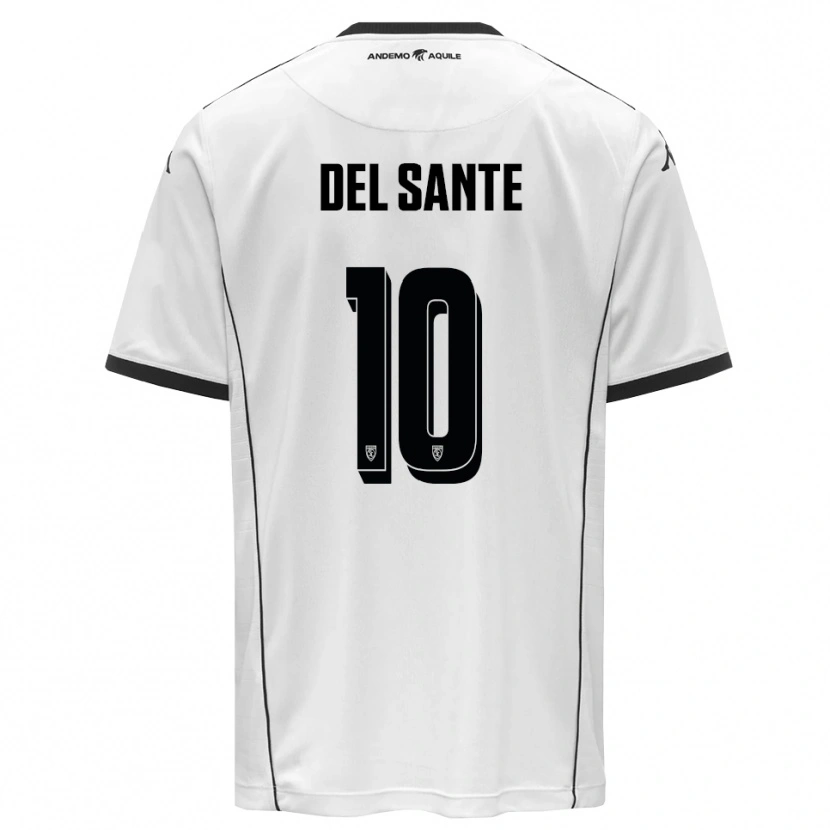 Danxen Bambino Maglia Davide Del Sante #10 Bianco Nero Kit Gara Home 2025/26 Maglietta