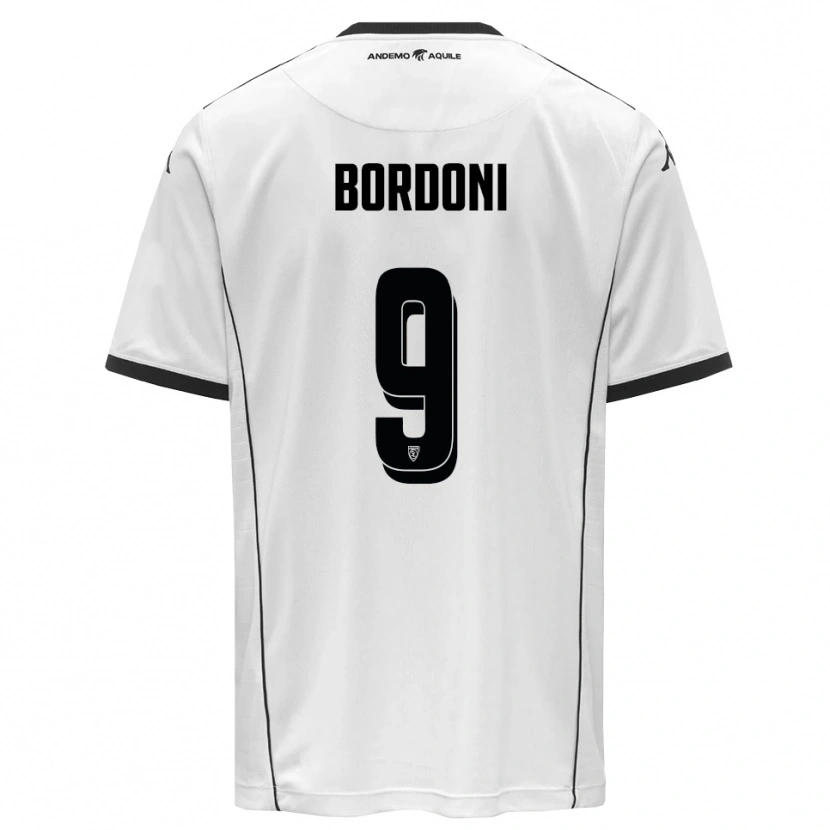 Danxen Bambino Maglia Cristian Bordoni #9 Bianco Nero Kit Gara Home 2025/26 Maglietta