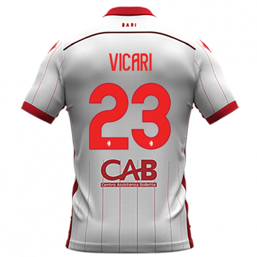 Danxen Bambino Maglia Francesco Vicari #23 Bianco Rosso Kit Gara Home 2025/26 Maglietta