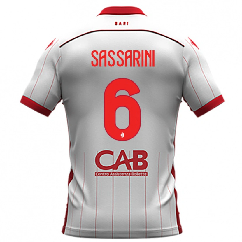 Danxen Bambino Maglia Luca Sassarini #6 Bianco Rosso Kit Gara Home 2025/26 Maglietta