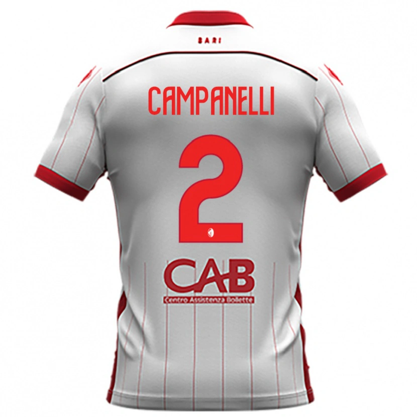 Danxen Bambino Maglia Alessio Campanelli #2 Bianco Rosso Kit Gara Home 2025/26 Maglietta
