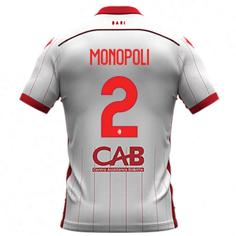 Danxen Bambino Maglia Tommaso Monopoli #2 Bianco Rosso Kit Gara Home 2025/26 Maglietta