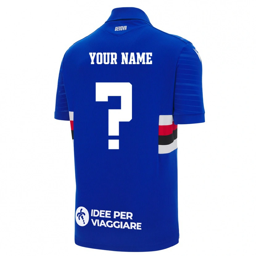 Danxen Bambino Maglia Il Tuo Nome #0 Blu Bianco Kit Gara Home 2025/26 Maglietta