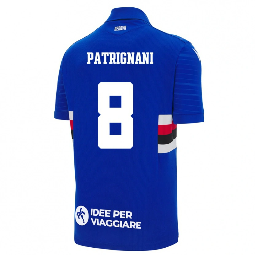 Danxen Bambino Maglia Giulio Patrignani #8 Blu Bianco Kit Gara Home 2025/26 Maglietta