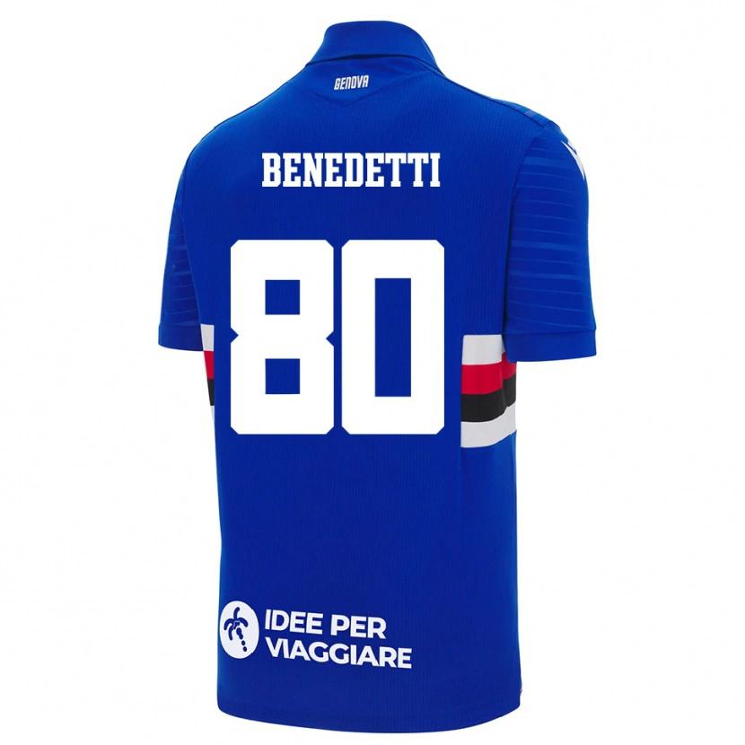Danxen Bambino Maglia Leonardo Benedetti #80 Blu Bianco Kit Gara Home 2025/26 Maglietta