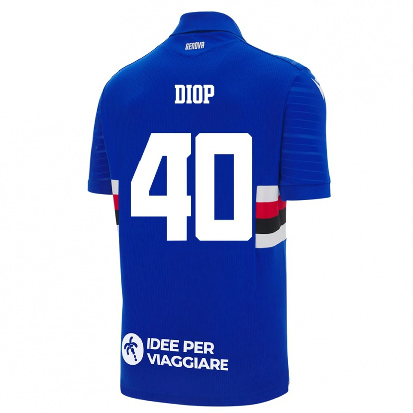 Danxen Bambino Maglia Karim Diop #40 Blu Bianco Kit Gara Home 2025/26 Maglietta