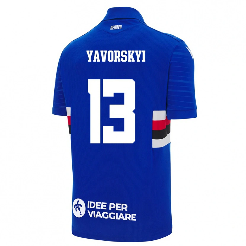 Danxen Bambino Maglia Vladyslav Yavorskyi #13 Blu Bianco Kit Gara Home 2025/26 Maglietta