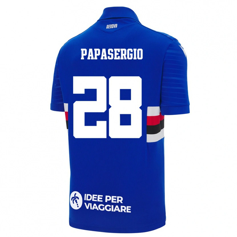 Danxen Bambino Maglia Alessio Papasergio #28 Blu Bianco Kit Gara Home 2025/26 Maglietta