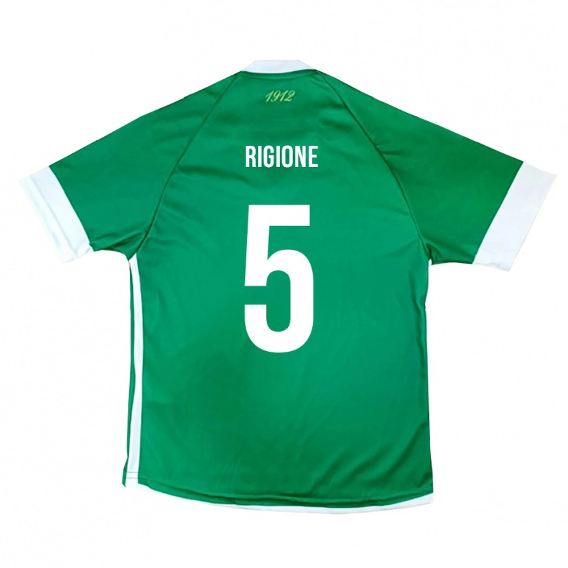 Danxen Bambino Maglia Michele Rigione #5 Verde Bianco Kit Gara Home 2025/26 Maglietta