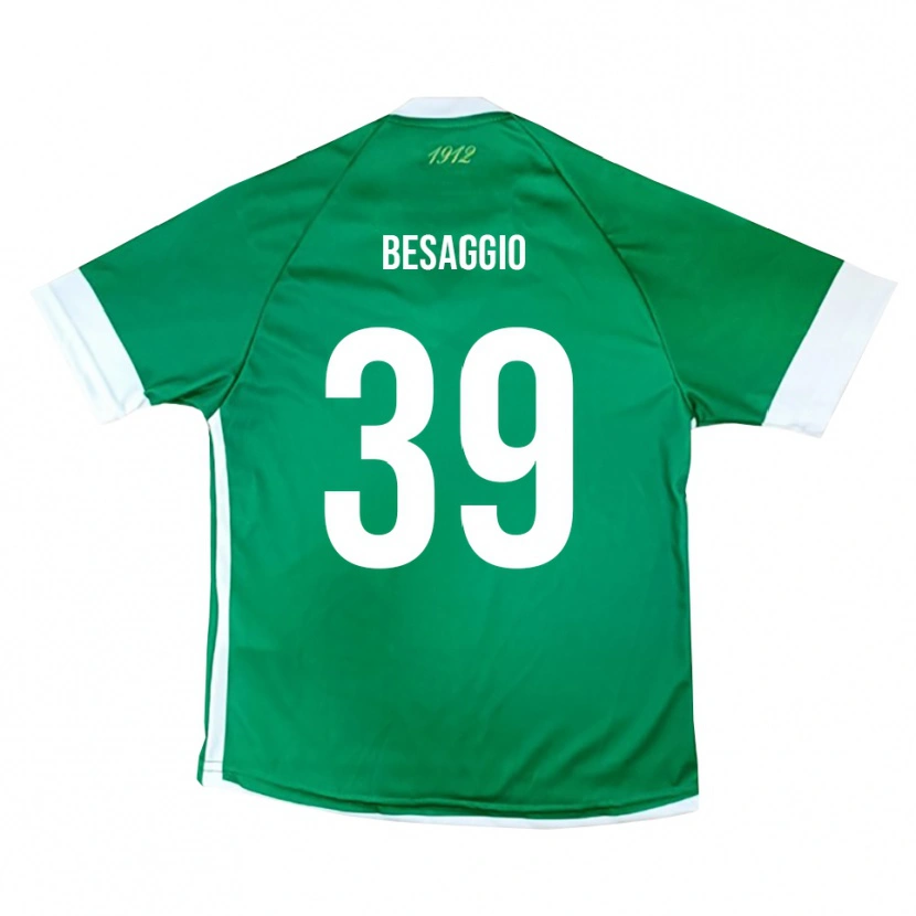 Danxen Bambino Maglia Michele Besaggio #39 Verde Bianco Kit Gara Home 2025/26 Maglietta