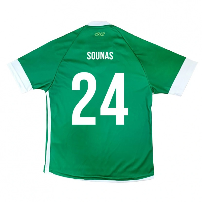 Danxen Bambino Maglia Dimitrios Sounas #24 Verde Bianco Kit Gara Home 2025/26 Maglietta