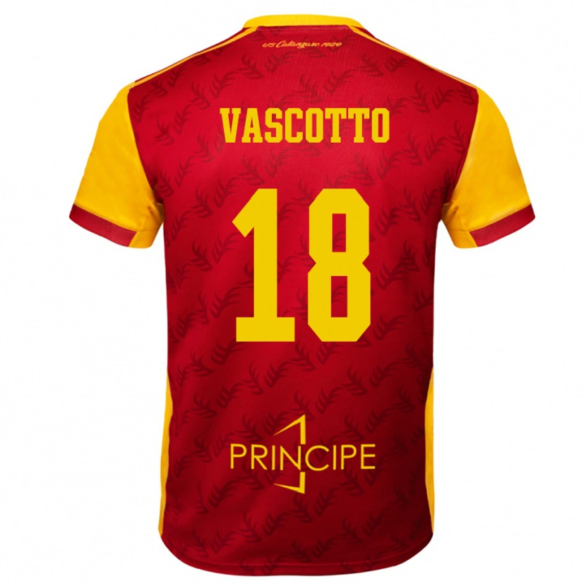 Danxen Bambino Maglia Edoardo Vascotto #18 Giallo Rosso Kit Gara Home 2025/26 Maglietta