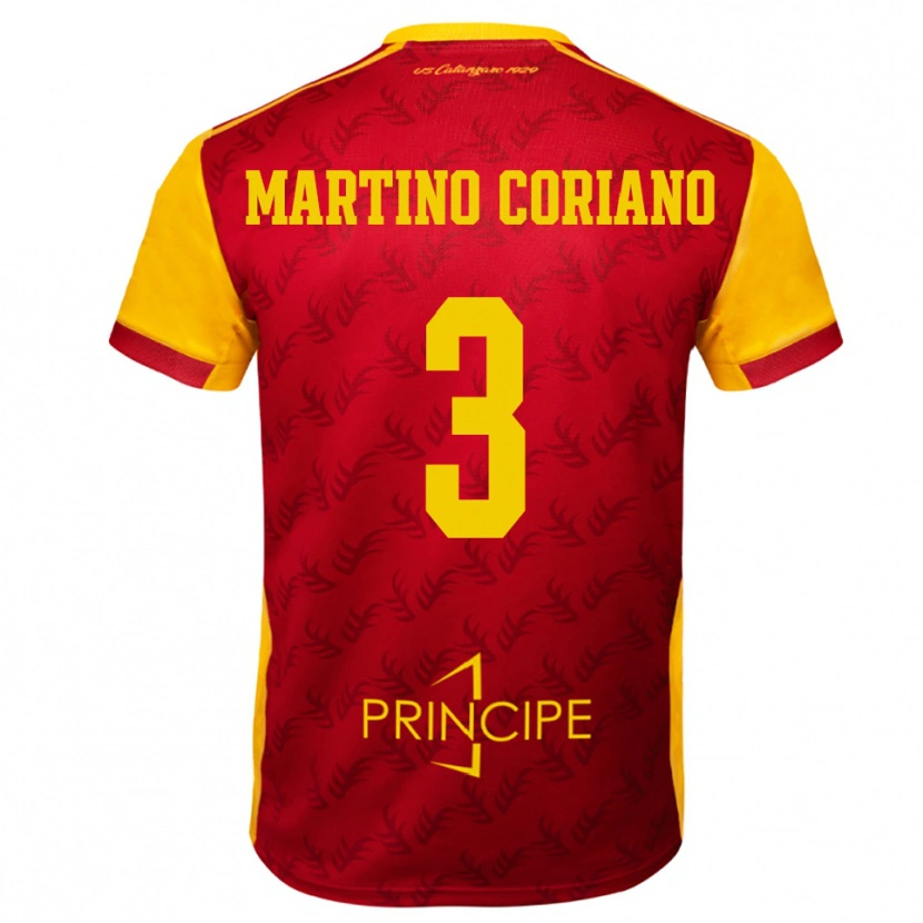 Danxen Bambino Maglia Matteo Martino Coriano #3 Giallo Rosso Kit Gara Home 2025/26 Maglietta