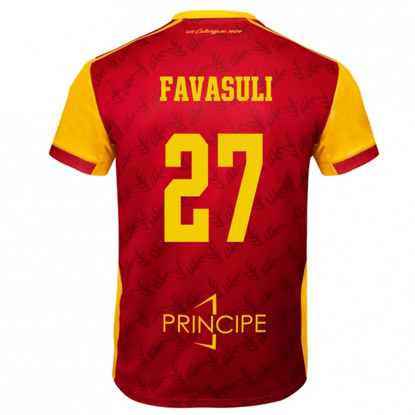 Danxen Bambino Maglia Costantino Favasuli #27 Giallo Rosso Kit Gara Home 2025/26 Maglietta