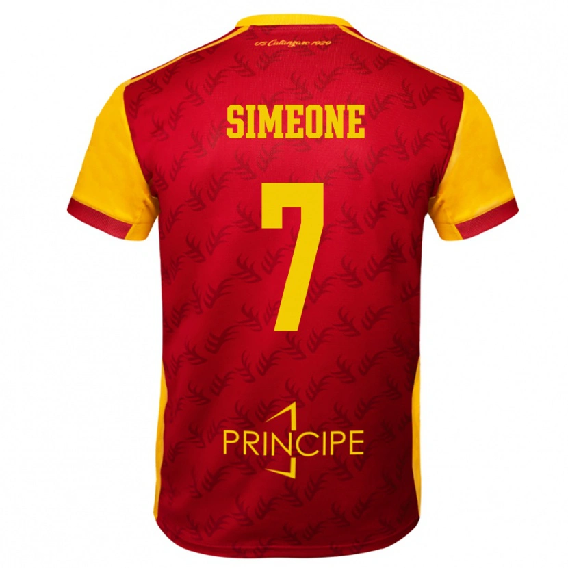 Danxen Bambino Maglia Mattia Simeone #7 Giallo Rosso Kit Gara Home 2025/26 Maglietta