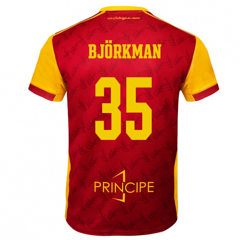 Danxen Bambino Maglia Robin Björkman #35 Giallo Rosso Kit Gara Home 2025/26 Maglietta