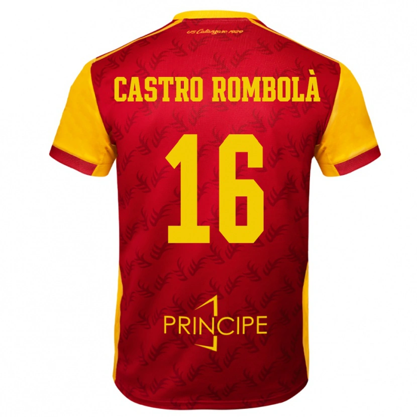 Danxen Bambino Maglia Carlo Castro Rombolà #16 Giallo Rosso Kit Gara Home 2025/26 Maglietta