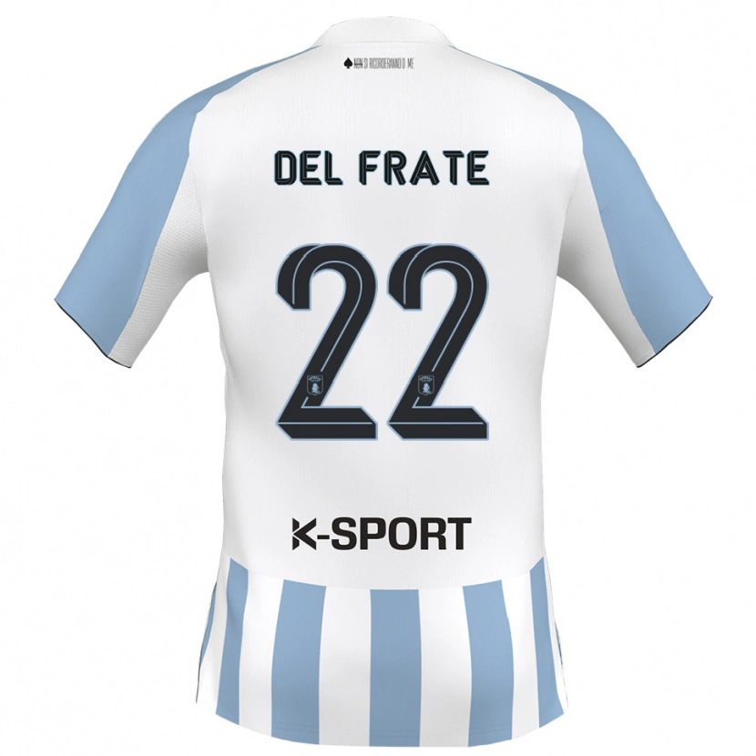Danxen Bambino Maglia Federico Del Frate #22 Bianco Azzurro Kit Gara Home 2025/26 Maglietta