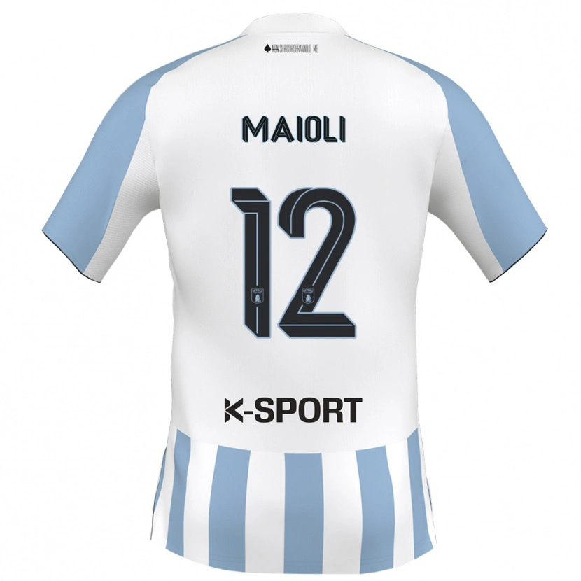 Danxen Bambino Maglia Francesco Maioli #12 Bianco Azzurro Kit Gara Home 2025/26 Maglietta