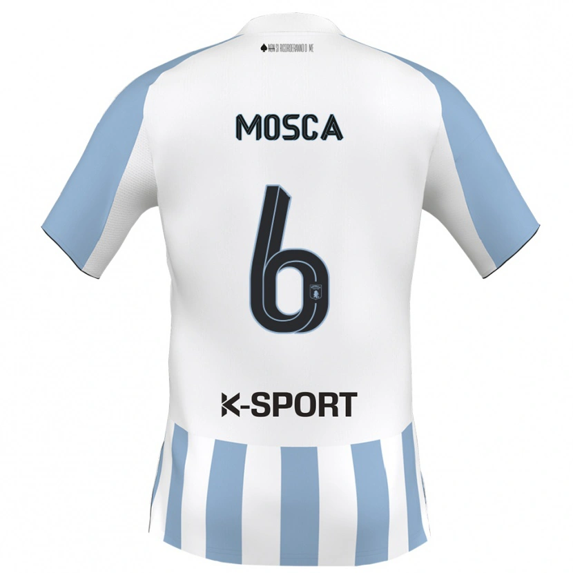 Danxen Bambino Maglia Giulio Mosca #6 Bianco Azzurro Kit Gara Home 2025/26 Maglietta