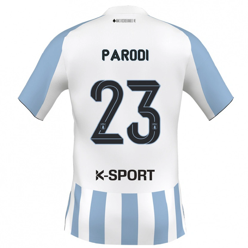 Danxen Bambino Maglia Luca Parodi #23 Bianco Azzurro Kit Gara Home 2025/26 Maglietta