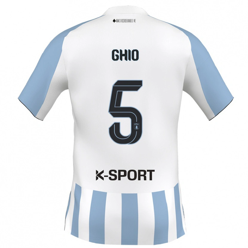 Danxen Bambino Maglia Umberto Ghio #5 Bianco Azzurro Kit Gara Home 2025/26 Maglietta