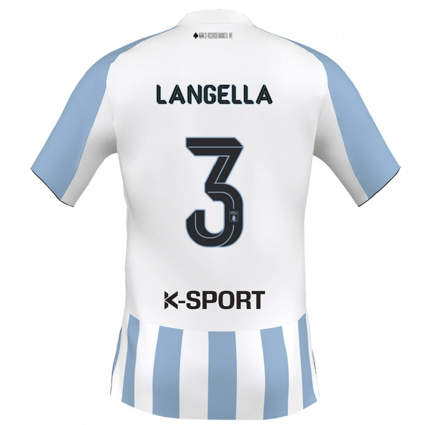 Danxen Bambino Maglia Matteo Langella #3 Bianco Azzurro Kit Gara Home 2025/26 Maglietta