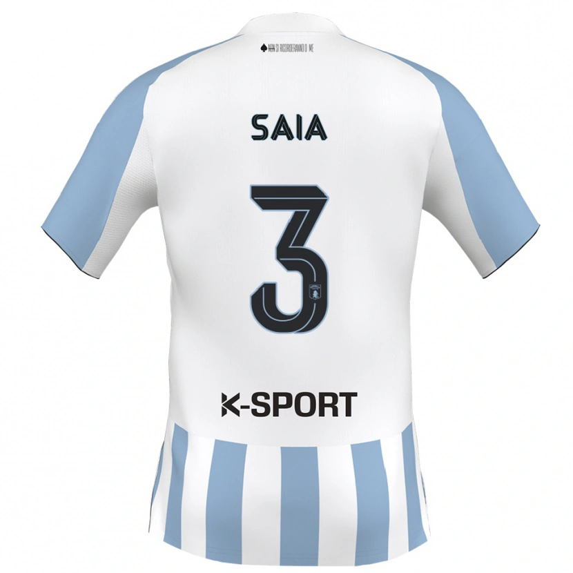 Danxen Bambino Maglia Chris Saia #3 Bianco Azzurro Kit Gara Home 2025/26 Maglietta