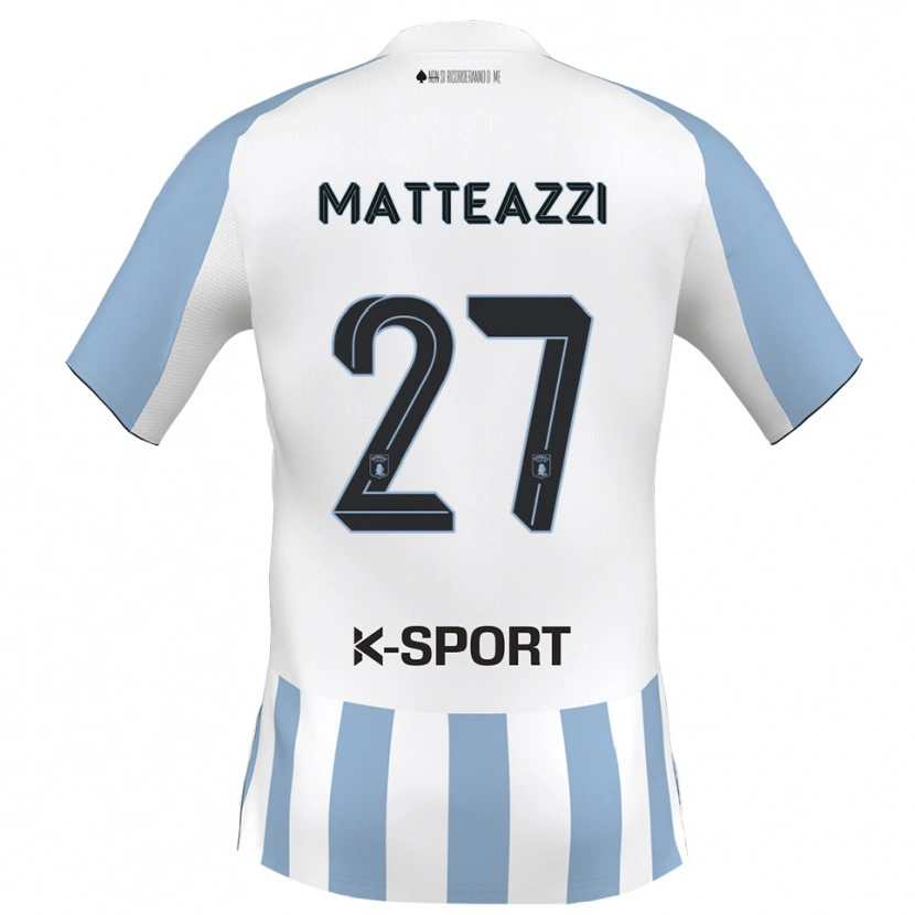 Danxen Bambino Maglia Ernesto Matteazzi #27 Bianco Azzurro Kit Gara Home 2025/26 Maglietta