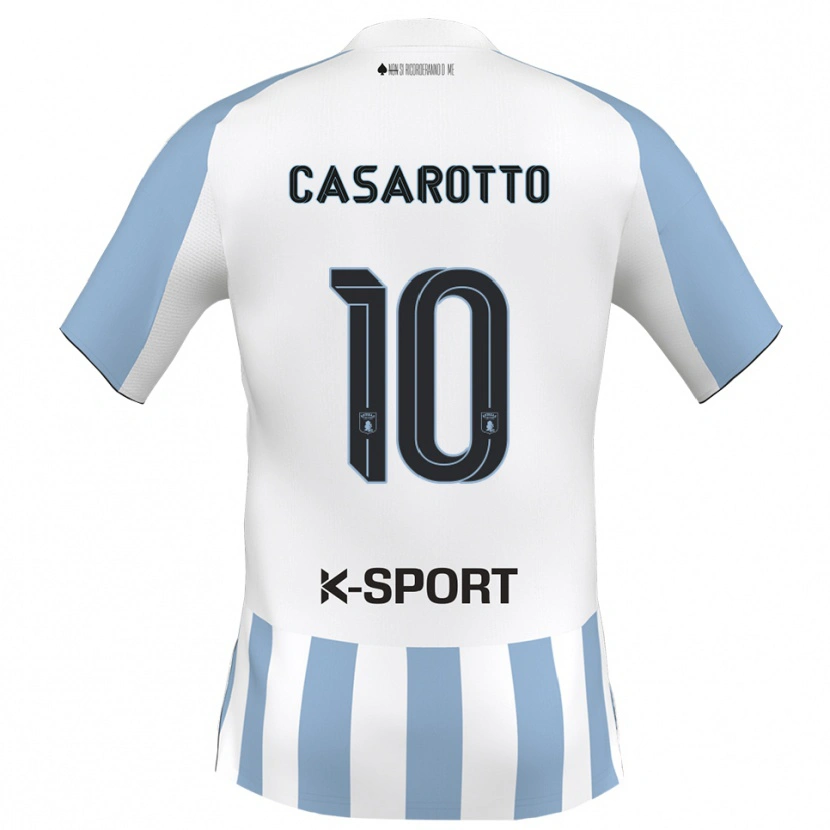 Danxen Bambino Maglia Matteo Casarotto #10 Bianco Azzurro Kit Gara Home 2025/26 Maglietta