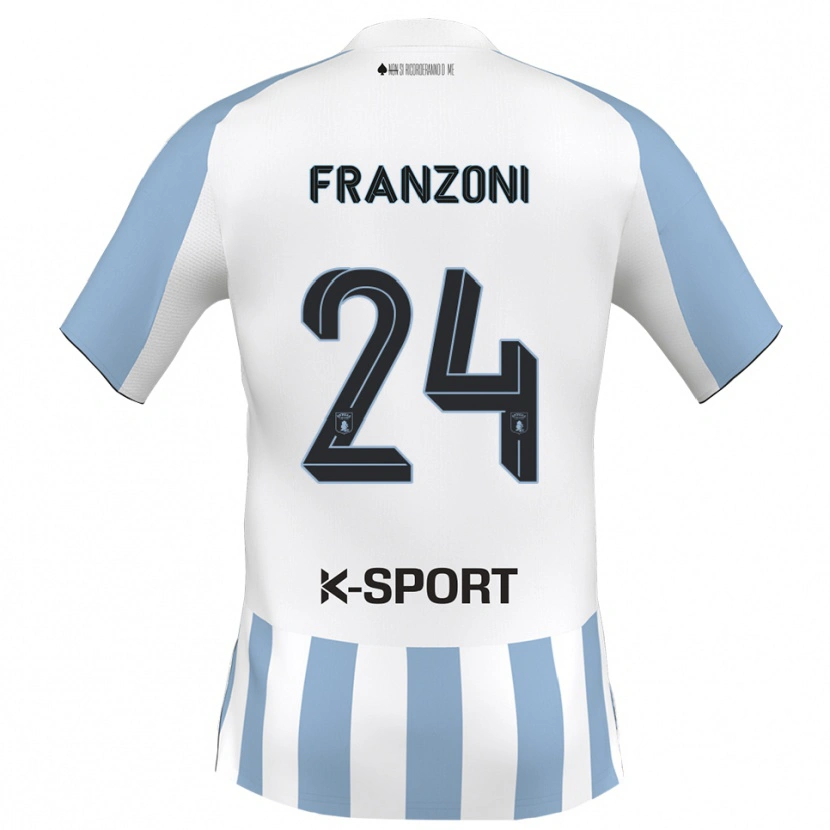 Danxen Bambino Maglia Andrea Franzoni #24 Bianco Azzurro Kit Gara Home 2025/26 Maglietta