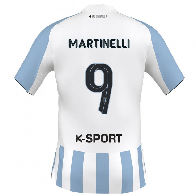 Danxen Bambino Maglia Riccardo Martinelli #9 Bianco Azzurro Kit Gara Home 2025/26 Maglietta