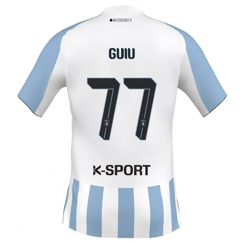 Danxen Bambino Maglia Bernat Guiu #77 Bianco Azzurro Kit Gara Home 2025/26 Maglietta