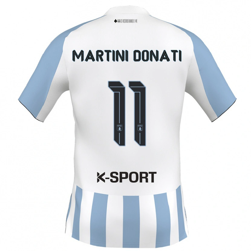 Danxen Bambino Maglia Cesare Martini Donati #11 Bianco Azzurro Kit Gara Home 2025/26 Maglietta
