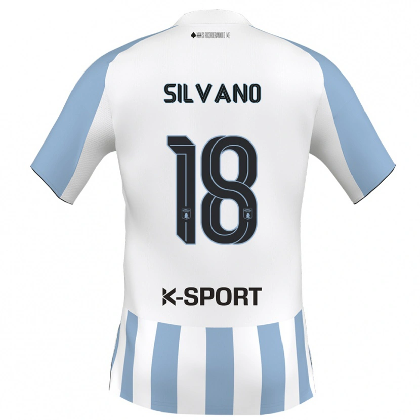 Danxen Bambino Maglia Matteo Silvano #18 Bianco Azzurro Kit Gara Home 2025/26 Maglietta