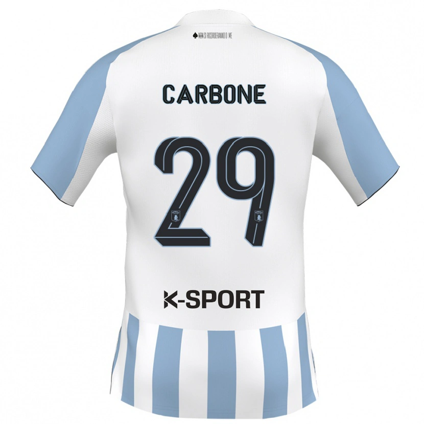 Danxen Bambino Maglia Matteo Carbone #29 Bianco Azzurro Kit Gara Home 2025/26 Maglietta