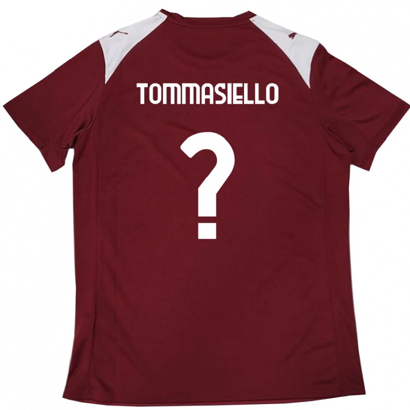 Danxen Bambino Maglia Francesco Tommasiello #0 Borgogna Bianco Kit Gara Home 2025/26 Maglietta