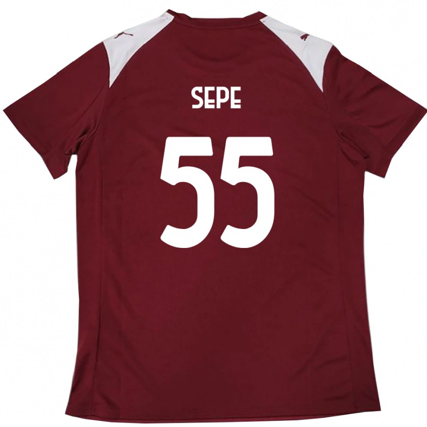 Danxen Bambino Maglia Luigi Sepe #55 Borgogna Bianco Kit Gara Home 2025/26 Maglietta