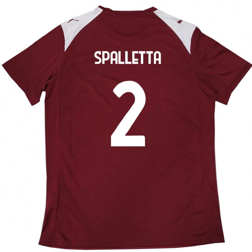 Danxen Bambino Maglia Emanuele Spalletta #2 Borgogna Bianco Kit Gara Home 2025/26 Maglietta