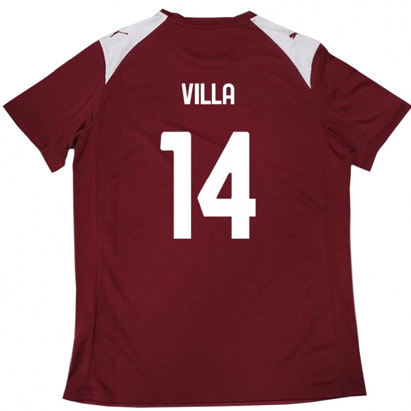 Danxen Bambino Maglia Luca Villa #14 Borgogna Bianco Kit Gara Home 2025/26 Maglietta