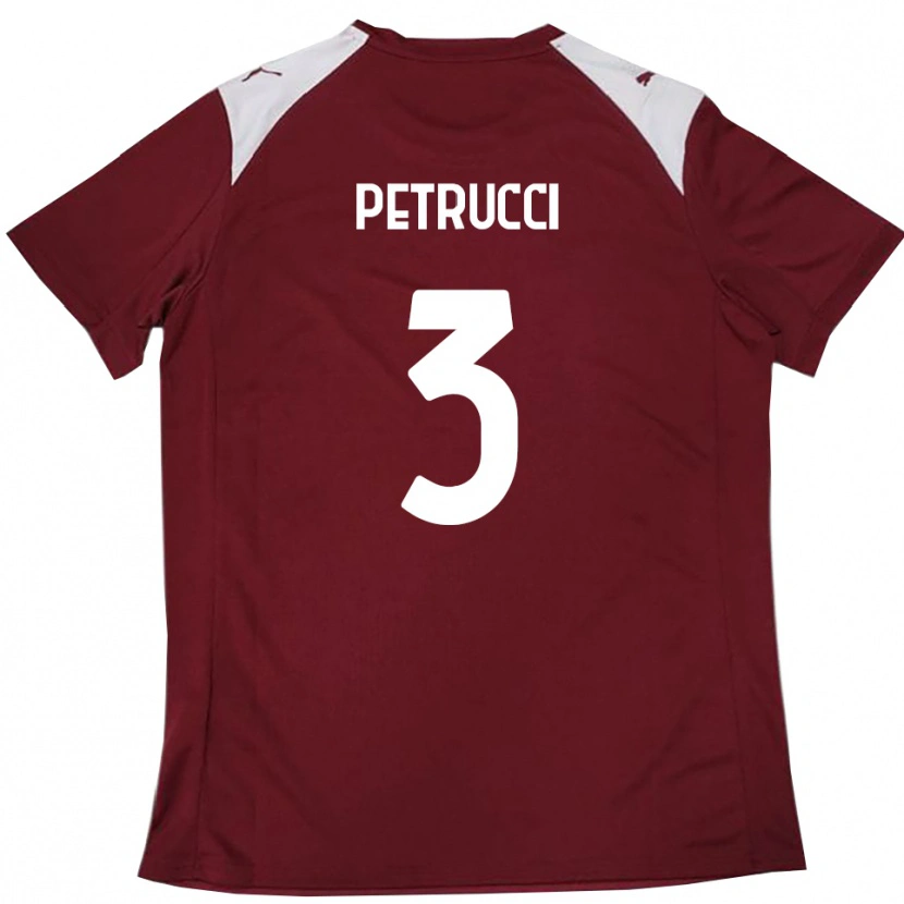 Danxen Bambino Maglia Francesco Petrucci #3 Borgogna Bianco Kit Gara Home 2025/26 Maglietta