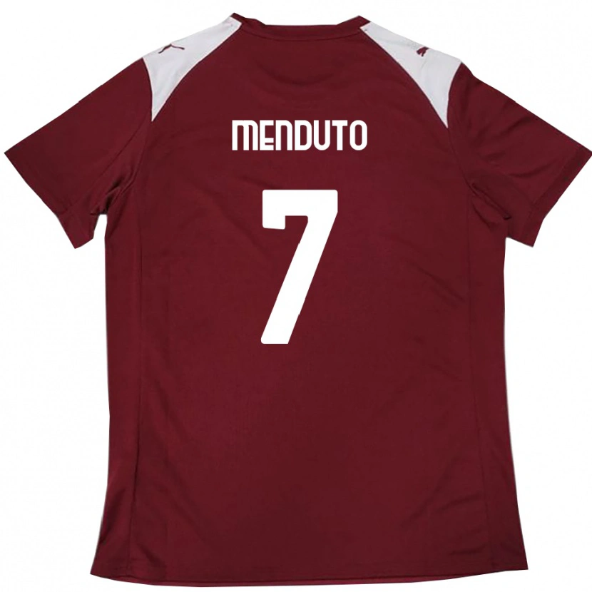 Danxen Bambino Maglia Walter Menduto #7 Borgogna Bianco Kit Gara Home 2025/26 Maglietta