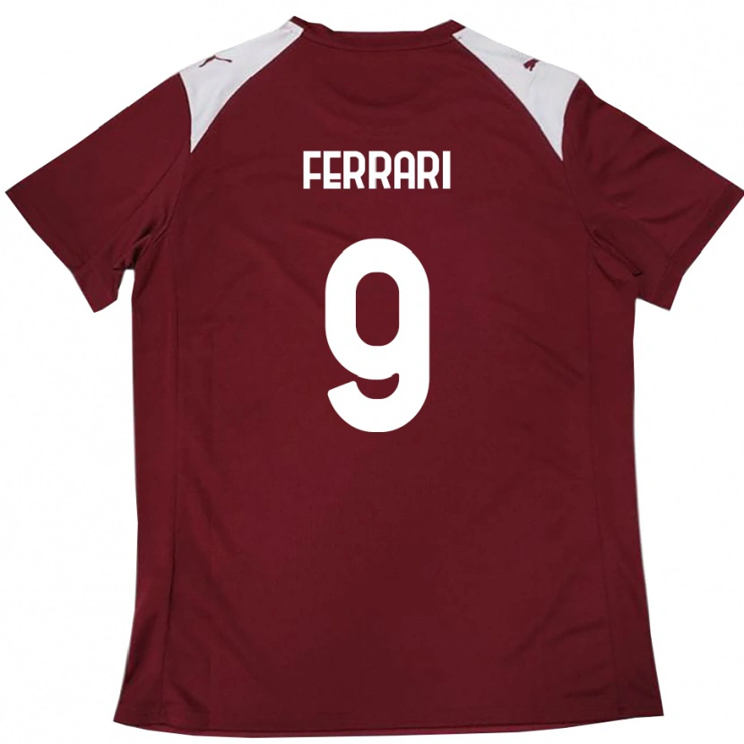 Danxen Bambino Maglia Franco Ferrari #9 Borgogna Bianco Kit Gara Home 2025/26 Maglietta