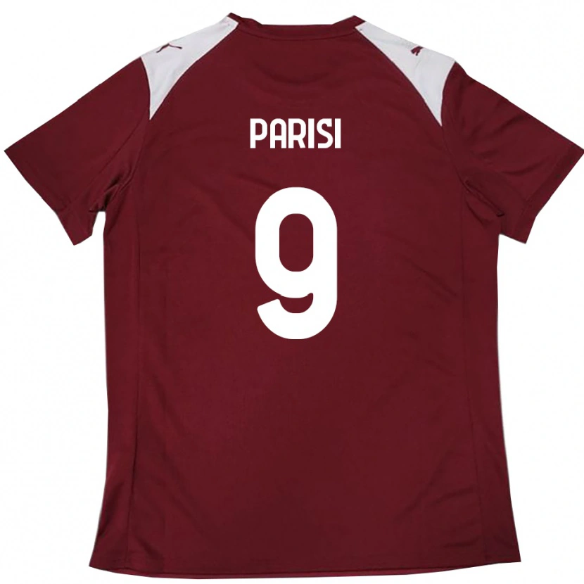 Danxen Bambino Maglia Raffaele Parisi #9 Borgogna Bianco Kit Gara Home 2025/26 Maglietta