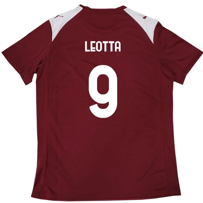 Danxen Bambino Maglia Mario Leotta #9 Borgogna Bianco Kit Gara Home 2025/26 Maglietta