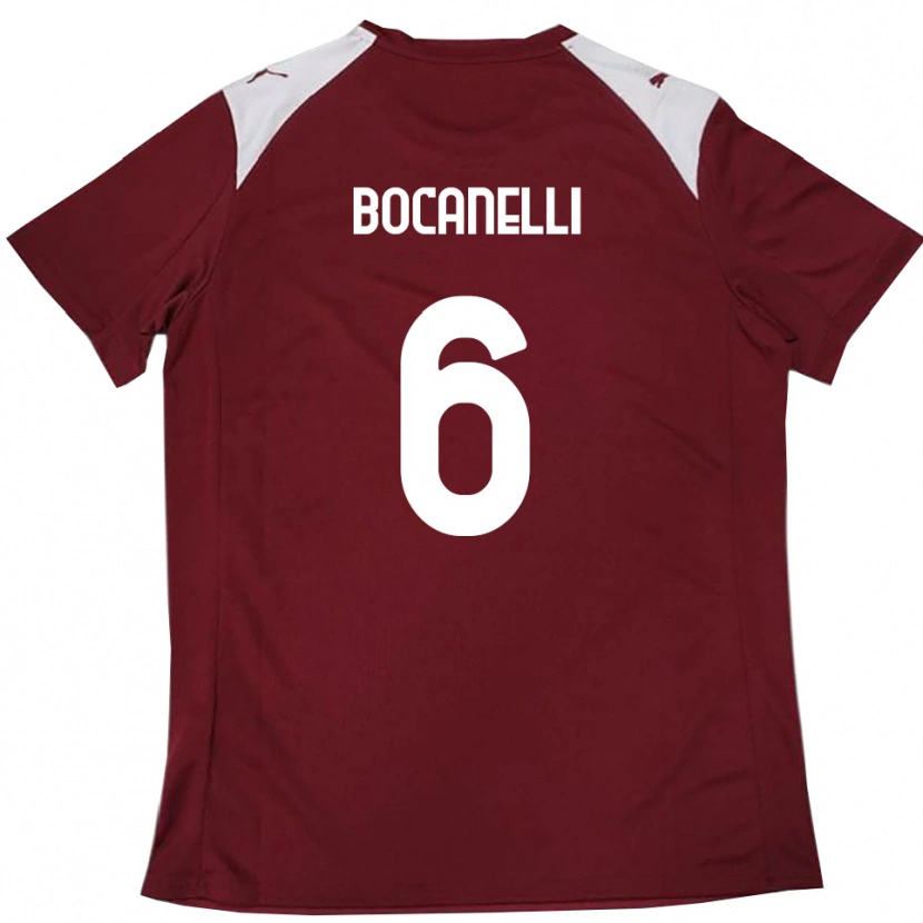 Danxen Bambino Maglia Giovanni Bocanelli #6 Borgogna Bianco Kit Gara Home 2025/26 Maglietta