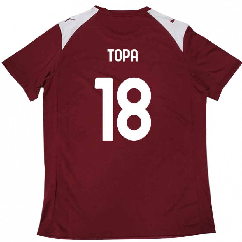 Danxen Bambino Maglia Matei Topa #18 Borgogna Bianco Kit Gara Home 2025/26 Maglietta