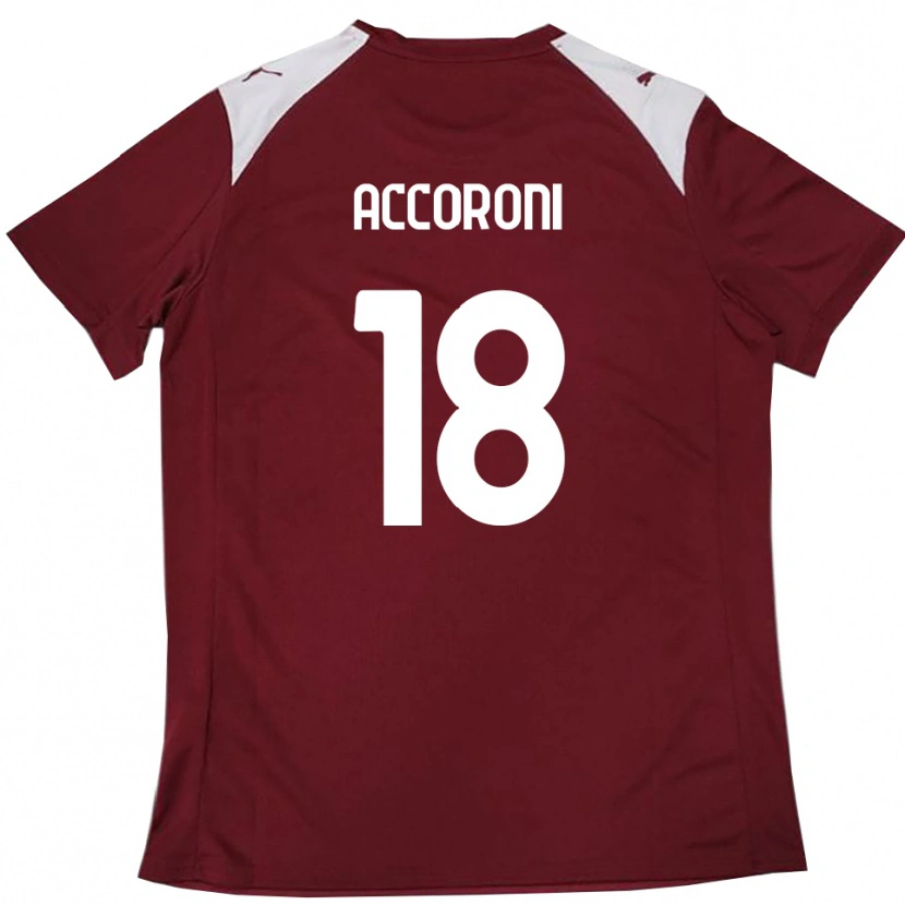 Danxen Bambino Maglia Nicolas Accoroni #18 Borgogna Bianco Kit Gara Home 2025/26 Maglietta