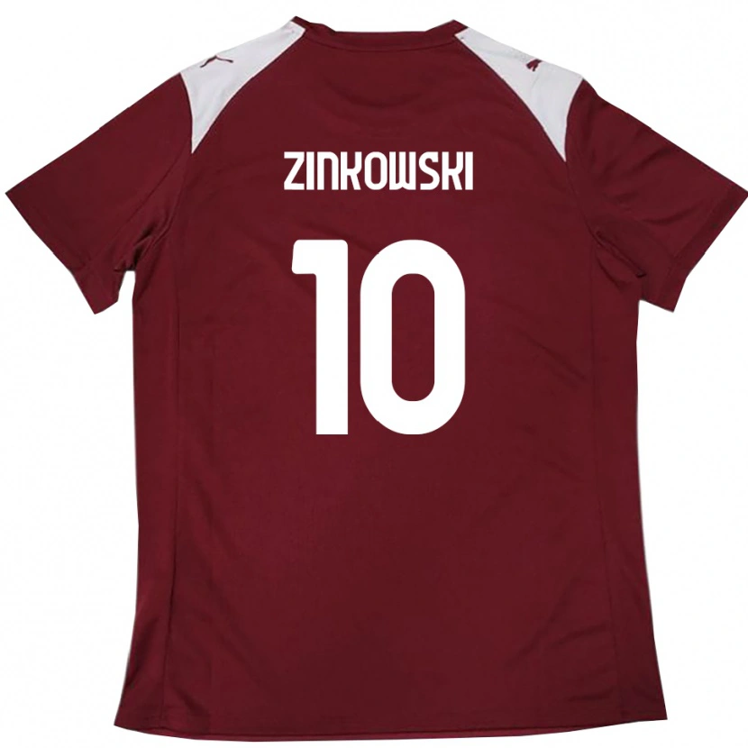 Danxen Bambino Maglia Igor Zinkowski #10 Borgogna Bianco Kit Gara Home 2025/26 Maglietta