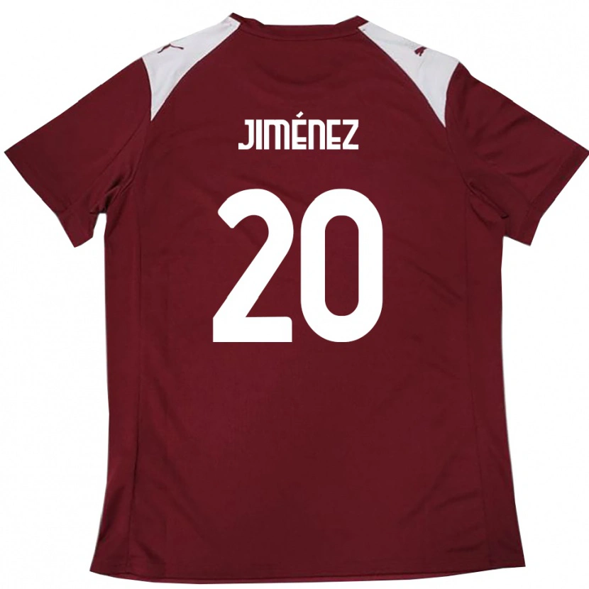Danxen Bambino Maglia Kaleb Jiménez #20 Borgogna Bianco Kit Gara Home 2025/26 Maglietta